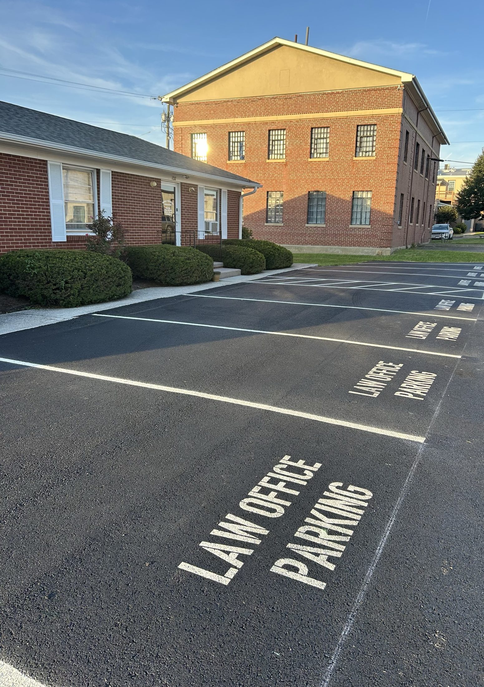 Custom LAW OFFICE PARKING pavement stencil